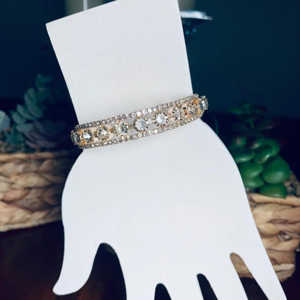 Shimmering Crystal and Gold Plated Coil Wrap Bracelet, adjustable size - Picture 4 of 10